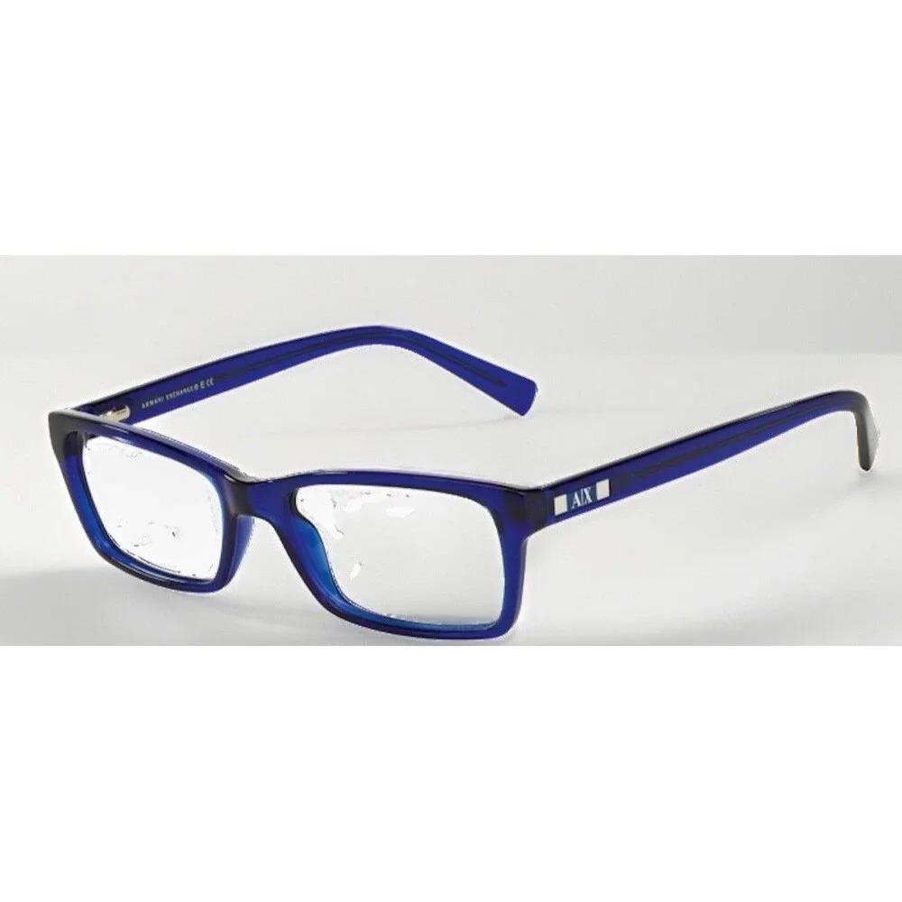 Armani Exchange Shiny Transparent Blue Eyeglass Frames Case Cloth 53-17-145